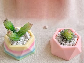 Molde silicona maceta facetada hexagonal